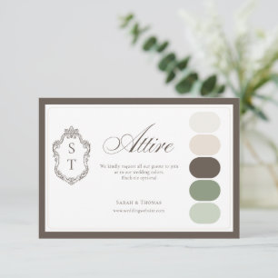 Mocha Cream Sage Green Wedding Attire Colour Enclosure Card
