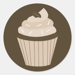 Mocha Cupcake Round Stickers