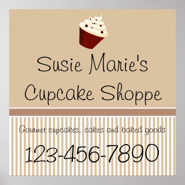 Mocha Cupcake Shoppe Sign or Advertisement Poster (Front)