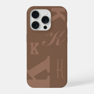 Mocha Custom Initial, Choose Your Letter Monogram iPhone 15 Pro Case