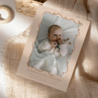 Mocha Doodle Bows Frame Birth Announcement Photo