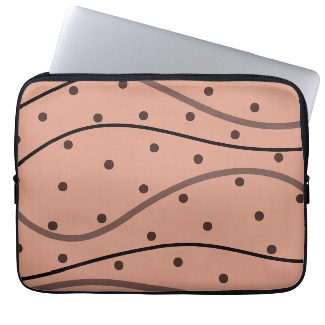Mocha Dots & Stripes Pattern Laptop Sleeve (Front)