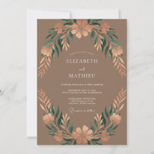 Mocha Earthy Autumnal Wedding Invitation