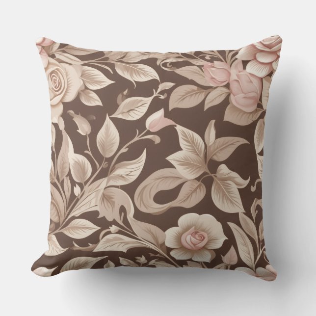 Mocha Floral Garden Cushion (Front)