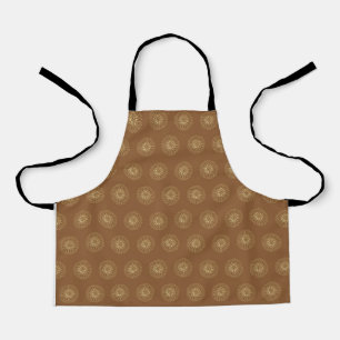 Mocha Golden Zinnia Flower Medallions Apron