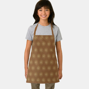 Mocha Golden Zinnia Flower Medallions Kids Apron