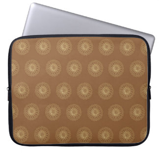 Mocha | Golden Zinnia Flower Medallions Laptop Sleeve