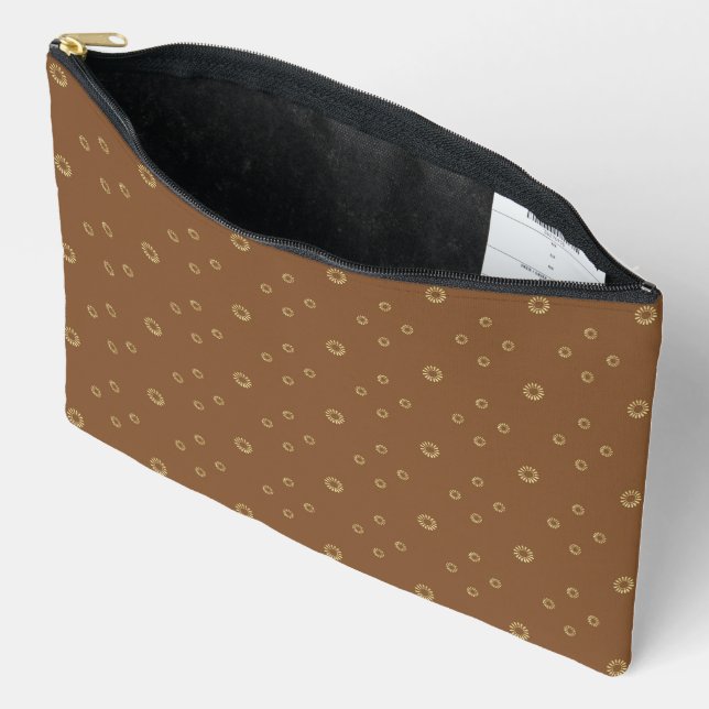 Mocha | Golden Zinnia Sun Accessory Pouch (Open)