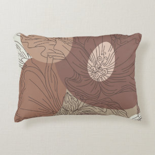 Mocha Hibiscus Botanical Harmony Decorative Cushion