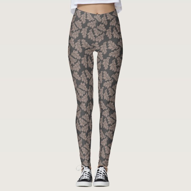 Mocha Leaf Designer Women's Leggings (Front)
