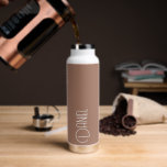 Mocha Modern Typography Personalised Water Bottle<br><div class="desc">Trendy,  vacuum insulated water bottle that features personalised name in white,  modern typography on a mocha brown colour background. Personalise bottle by editing name and replacing name with your own as desired. Perfect for a birthday gift,  wedding groomsman gift,  etc. Select your water bottle style.</div>