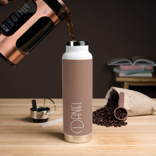 Mocha Modern Typography Personalised Water Bottle