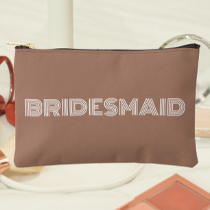 Mocha Modern Typography Wedding Bridesmaid Accessory Pouch