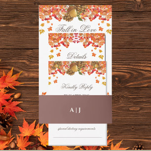 Mocha Monogram Autumn Wedding Invitation Belly Band