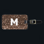 Mocha Monogram Glitter Look  Personalised  Luggage Tag<br><div class="desc">This design may be personalised in the area provided by changing the photo and/or text. Or it can be customised by clicking Personalise this Template and then choosing the click to customise further option and delete or change the colour of the background, add text, change the text colour or style,...</div>