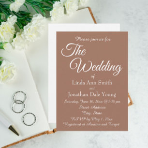 Mocha Monotone Simple Style Wedding Invitation