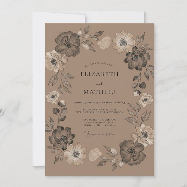 Mocha Moody Vintage Wedding Invitation (Front)