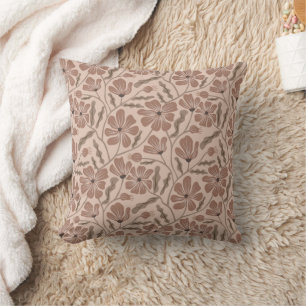 Mocha Mousse Abstract Flower Pattern Cushion