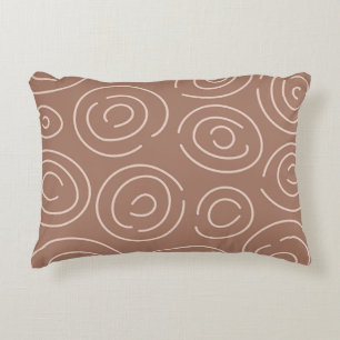 Mocha Mousse Abstract Hand-Drawn Doodle Circles Decorative Cushion