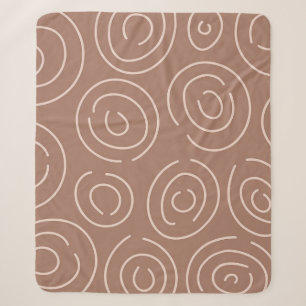 Mocha Mousse Abstract Hand-Drawn Doodle Circles Sherpa Blanket