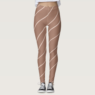 Mocha Mousse Abstract Hand-Drawn Doodle Curve Leggings