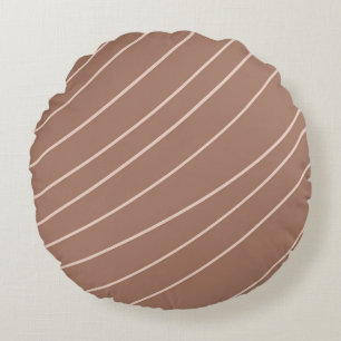Mocha Mousse Abstract Hand-Drawn Doodle Curve Round Cushion