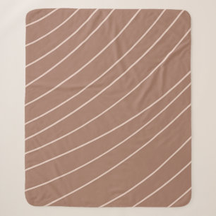 Mocha Mousse Abstract Hand-Drawn Doodle Curve Sherpa Blanket