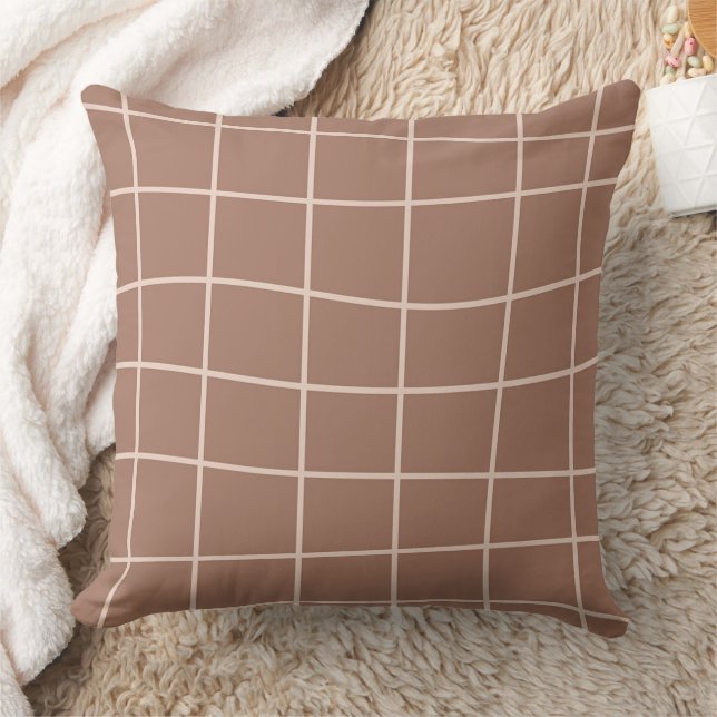 Mocha Mousse Abstract Hand-Drawn Doodle Line (6) Cushion (Blanket)
