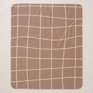 Mocha Mousse Abstract Hand-Drawn Doodle Line (6) Sherpa Blanket