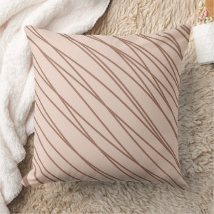 Mocha Mousse Abstract Hand-Drawn Doodle Line Cushion