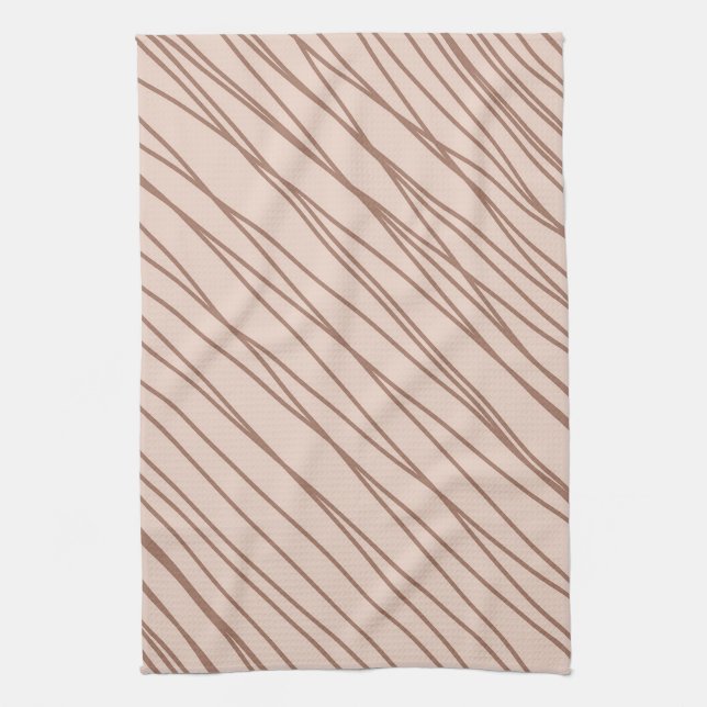 Mocha Mousse Abstract Hand-Drawn Doodle Line Tea Towel (Vertical)