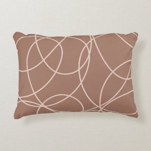 Mocha Mousse Abstract Hand-Drawn Doodles (1) Decorative Cushion