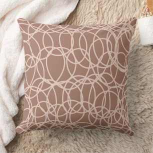Mocha Mousse Abstract Hand-Drawn Doodles (2) Cushion