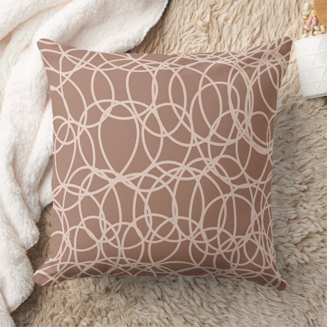 Mocha Mousse Abstract Hand-Drawn Doodles (2) Cushion (Blanket)