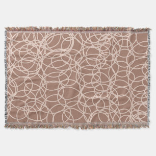 Mocha Mousse Abstract Hand-Drawn Doodles (2) Throw Blanket