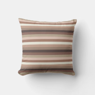 Mocha Mousse and Accents Horizontal Stripe Pattern Cushion