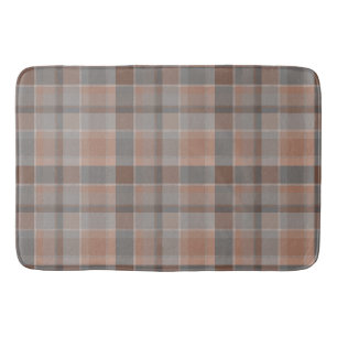 Mocha mousse and grey chequered bath mat