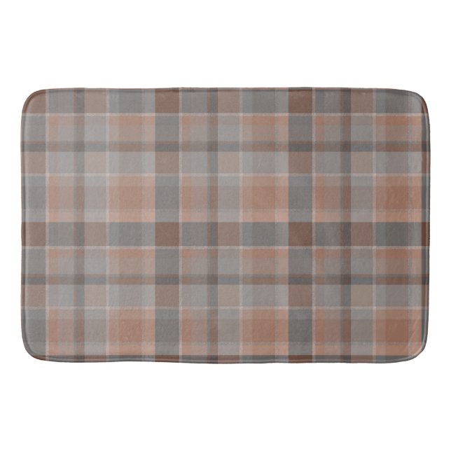 Mocha mousse and grey chequered bath mat (Front)