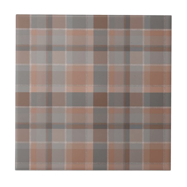 Mocha mousse and grey chequered ceramic tile (Front)