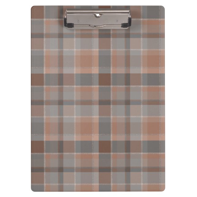 Mocha mousse and grey chequered clipboard (Front)