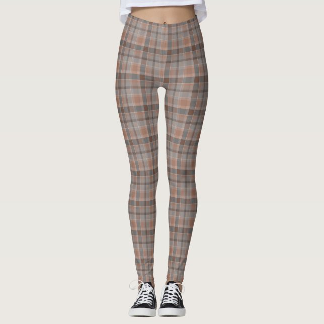Mocha mousse and grey chequered leggings (Front)