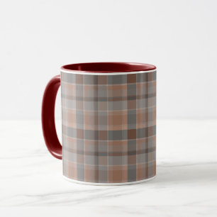Mocha mousse and grey chequered mug