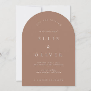 Mocha Mousse Boho Arch Modern Wedding Invitation