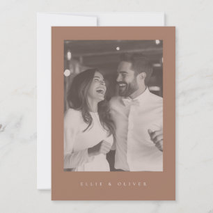 Mocha Mousse Boho Photo Wedding Modern Invitation