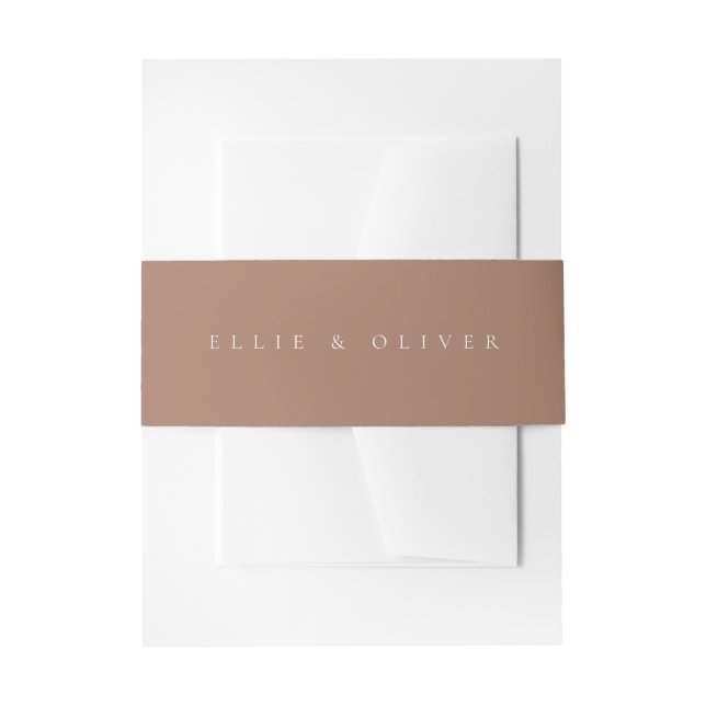 Mocha Mousse Boho Photo Wedding Modern Invitation Belly Band (Front Example)