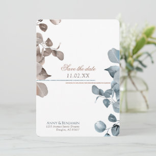 Mocha Mousse Botanical save the date Invitation