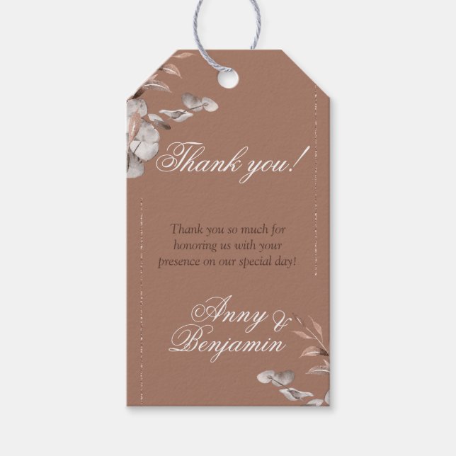 Mocha Mousse Botanical thank you tag (Front)