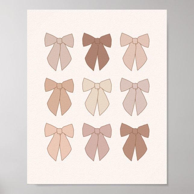 Mocha Mousse Bows Preppy Coquette Poster (Front)