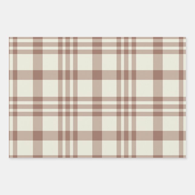 Mocha Mousse Brown Plaid Tartan Pattern  Wrapping Paper Sheet (Front)