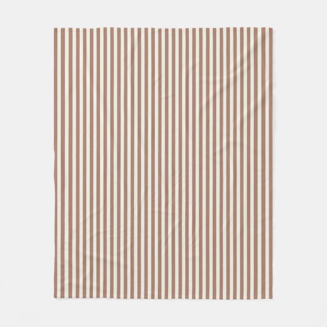 Mocha Mousse Cannoli Cream Vertical Stripe Pattern Fleece Blanket (Front)